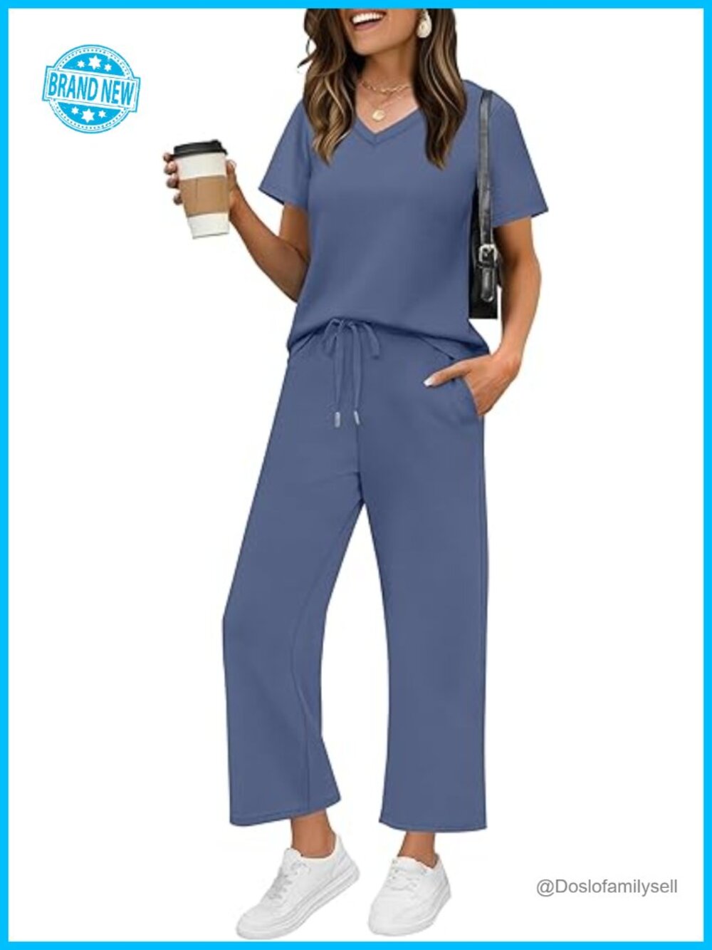 2 Piece Lounge Set Wide Leg Pants Matching Vacation Outfit